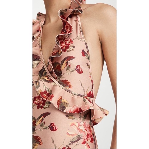 Zimmermann Cassia Frill Ruffle Halter Neckline Faux Wrap One Piece Swimsuit 4-6 - Picture 9 of 15
